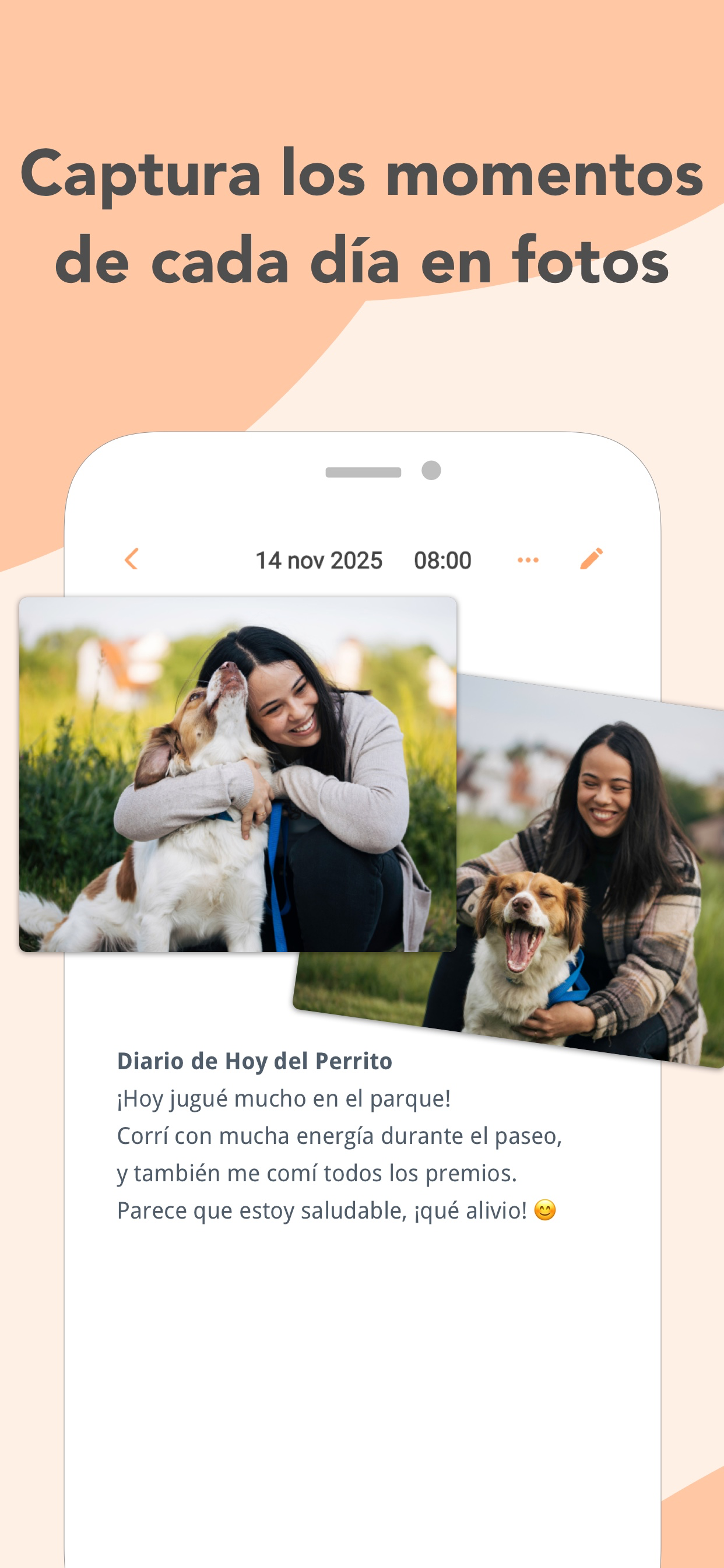 Entrada del diario con foto y una nota sobre el día